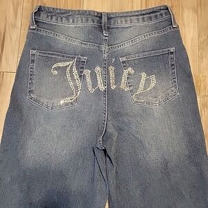 Juicy Couture Lunita Flare Jeans Rhinestone Blue Denim Size 9/29 Y2K
